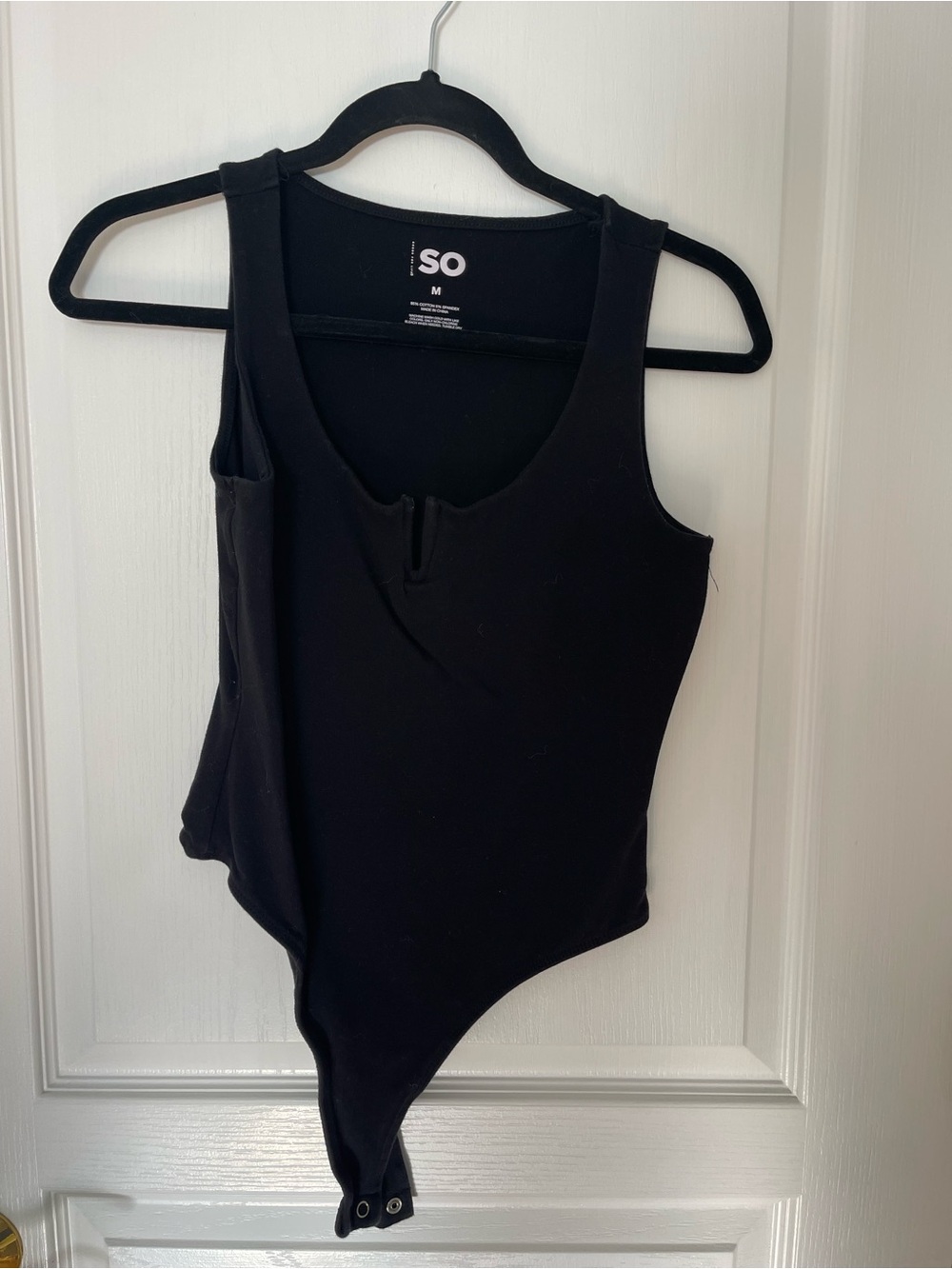 SO Black Asymmetric Tank Bodysuit